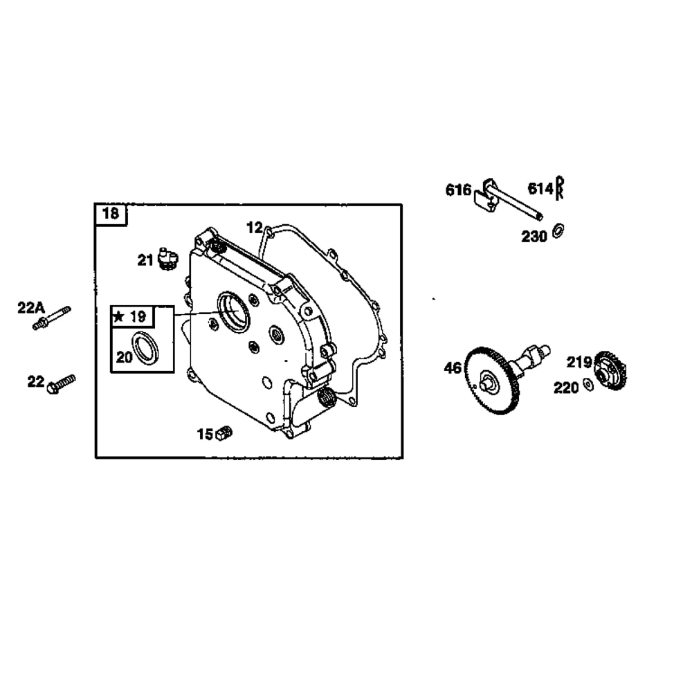 Crankcase Diagram and Parts List for 19E400-19E499 1132 Briggs and Stratton Engine